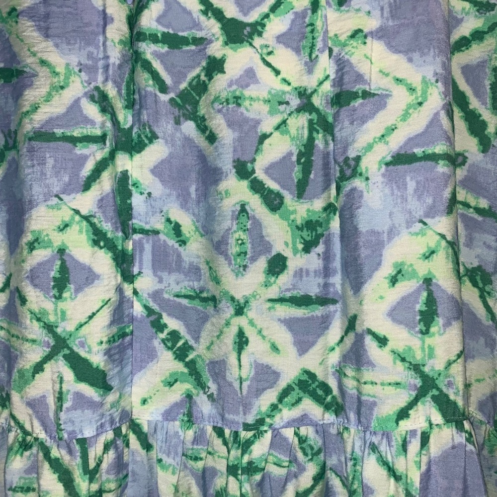 Peace Love World Boheme Green Lavender Tie Dye Tiered Maxi Skirt Womens Medium - Picture 3 of 7